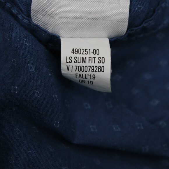 Banana Republic Stretch Soft-Wash Shirt Men 2XL XXL Blue Geometric Flip Cuff L/S - Picture 9 of 13